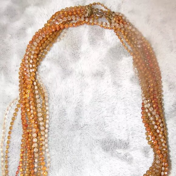 Vintage Long 8 Multi-Strand Amber Beaded Statement Necklace w/ Clasp abt 48" EUC - Picture 2 of 16